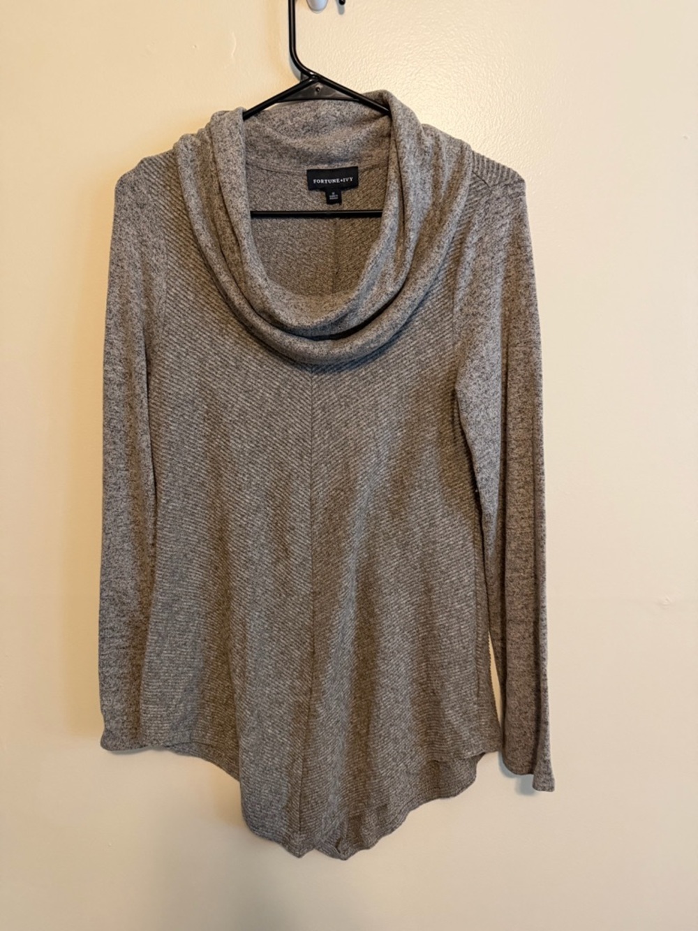 Cozy Gray Cowl Neck Sweater by Fortune + Ivy